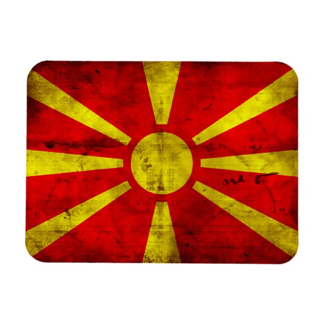 Weathered Macedonia Flag Magnet (Horizontal)