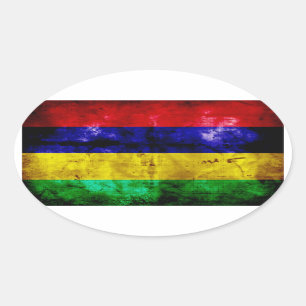 Weathered Mauritius Flag Oval Sticker