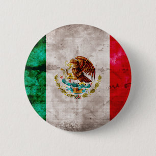 Weathered Mexican Flag 6 Cm Round Badge