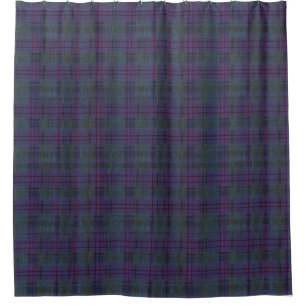 Weathered Navy Blue Tartan Shower Curtain