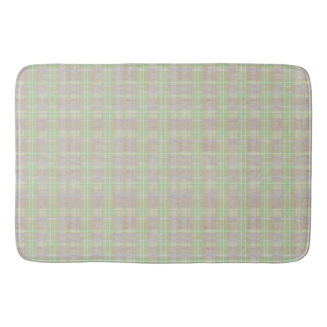 Weathered Neutral Sage Plaid Bath Mat (Front)