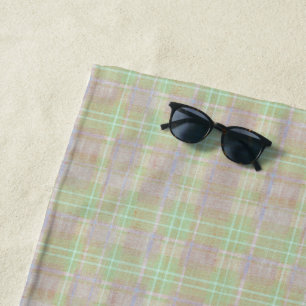 Weathered Neutral Sage Plaid Beach Towel
