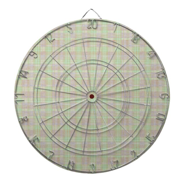 Weathered Neutral Sage Plaid Dartboard (Front)