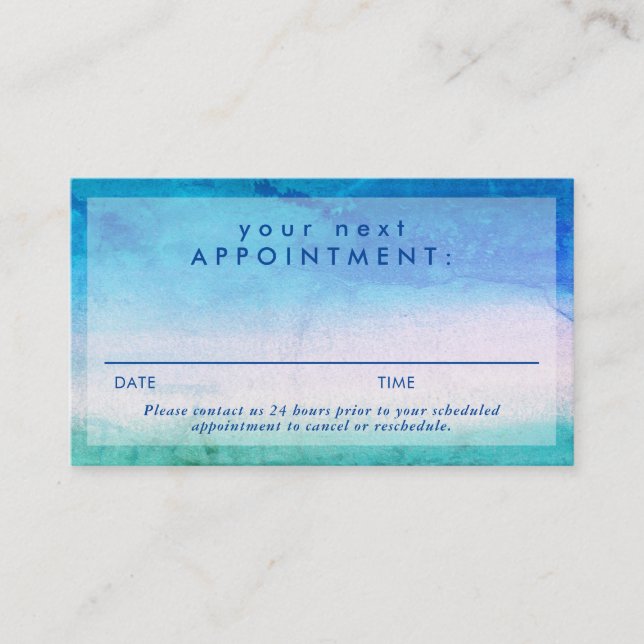Weathered Ocean Blue Green Appointment Reminder Business Card (Front)