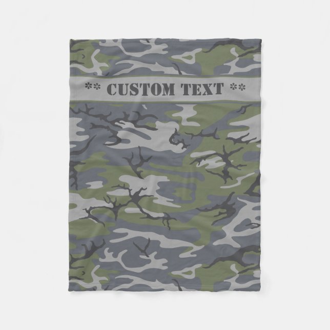 Weathered Outcrop Grey Camo w/ Custom Text Fleece Blanket (Front)
