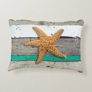 Weathered plank beach rustic seashore decorative cushion