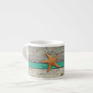 Weathered plank beach rustic seashore espresso cup