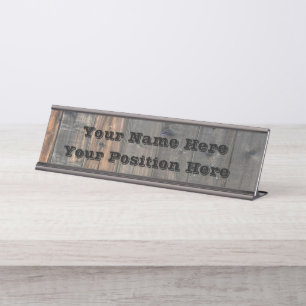 Weathered Redwood Fence Closeup Photo Image Print Desk Name Plate