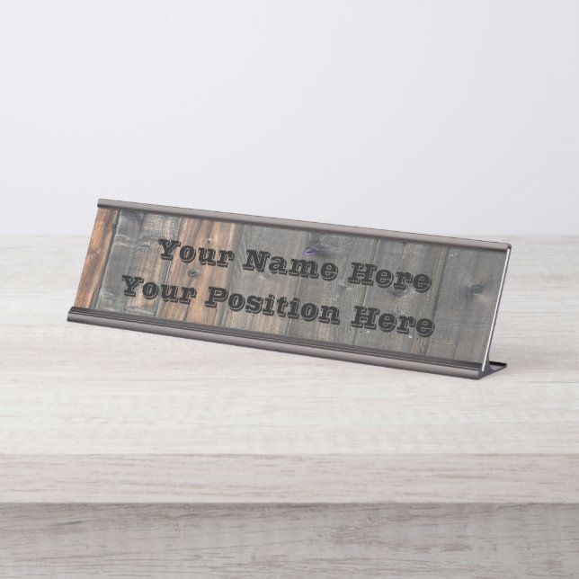 Weathered Redwood Fence Closeup Photo Image Print Desk Name Plate (Front)