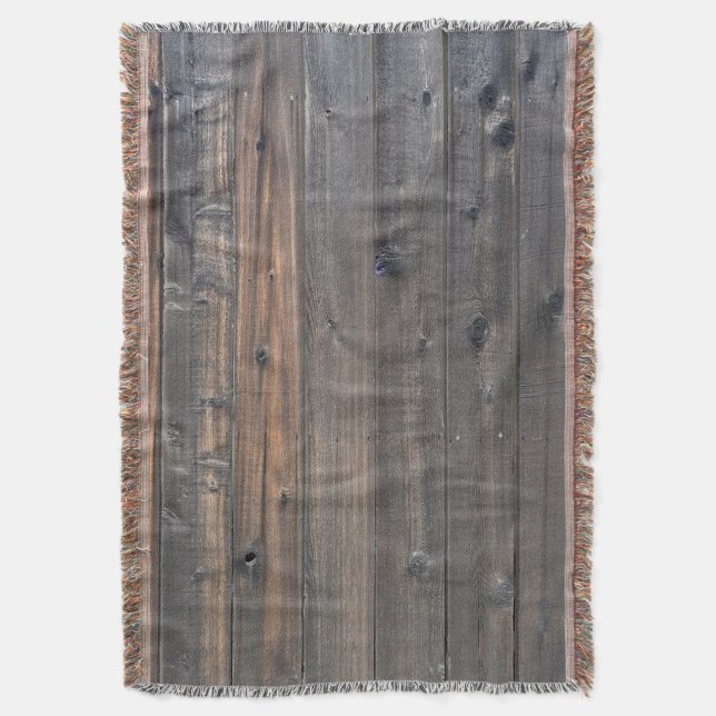 Weathered Redwood Fence Closeup Photo Image Print Throw Blanket (Front Vertical)