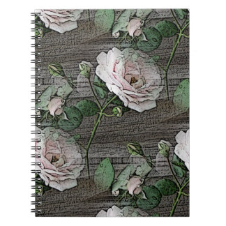 Weathered Roses on Wood Spiral Notebook
