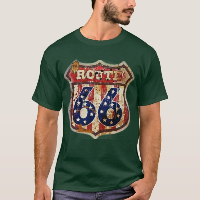 Weathered Route 66 T-Shirt (Front)