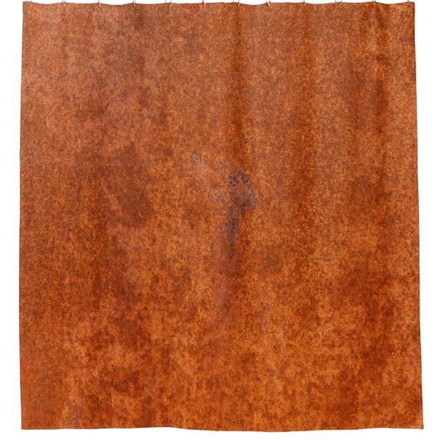 Weathered rusted metal: orange-red texture. shower curtain (Front)