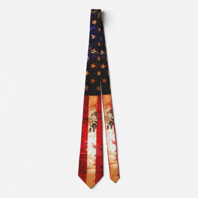 Weathered Rusty American Flag Tie (Front)