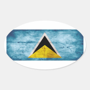 Weathered Saint Lucian Flag Oval Sticker