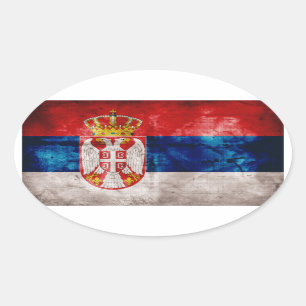 Weathered Serbia Flag Oval Sticker