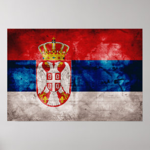 Weathered Serbia Flag Poster