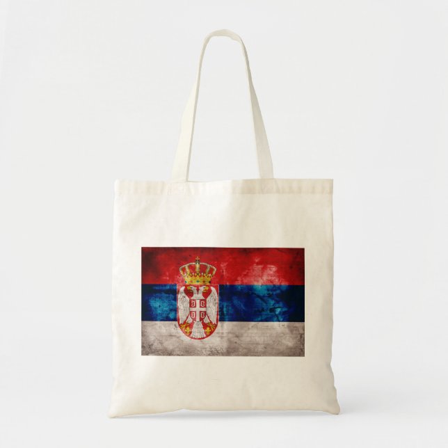 Weathered Serbia Flag Tote Bag (Front)