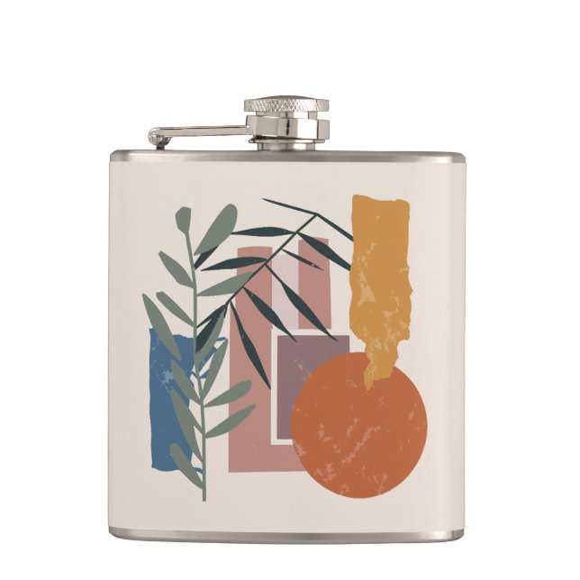 Weathered Shapes And Stalks Hip Flask (Front)