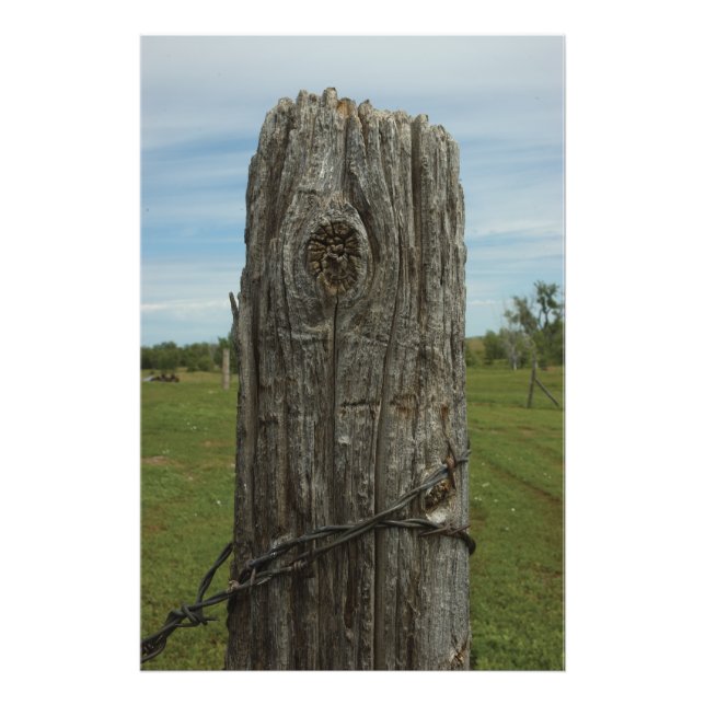 Weathered Sod Home Fence Post - Wild Places Photog Photo Print (Front)
