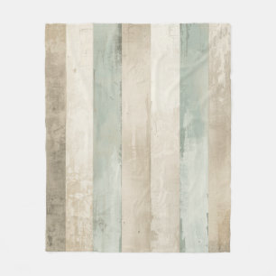Weathered Soft Blue Tan Brown White Rustic Stripe Fleece Blanket