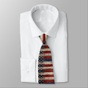 Weathered Stars & Stripes Wood Flag Tie