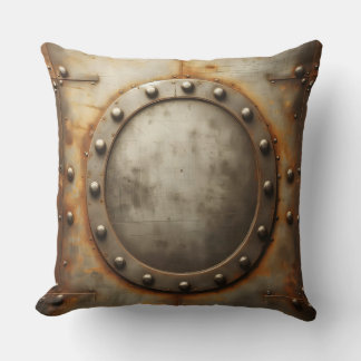 weathered steel, metal look cushion
