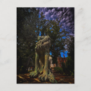Weathered Stone Lion Statue Postcard
