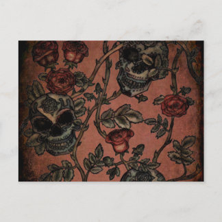 Weathered Sugar Skulls and Roses Postcard