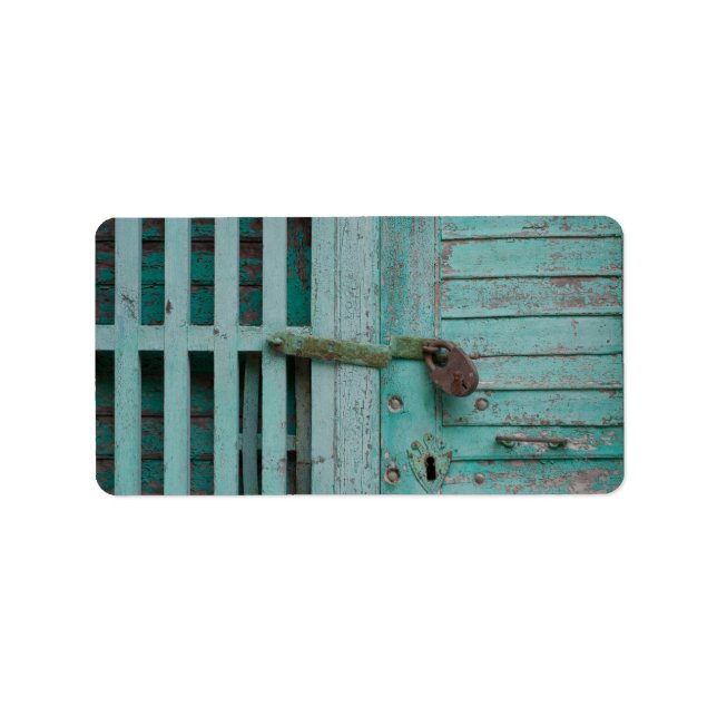 Weathered Turqouise Door Label (Front)