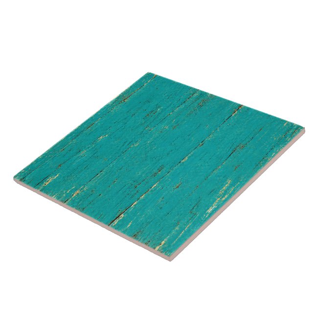 Weathered Turquoise Wood Plank Ceramic Tile (Side)