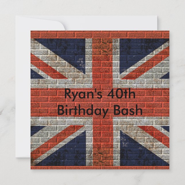 Weathered Union Jack on brick wall Invitation (Front)