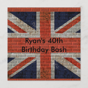 Weathered Union Jack on brick wall Invitation
