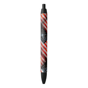 Weathered Vintage American Flag Black Ink Pen