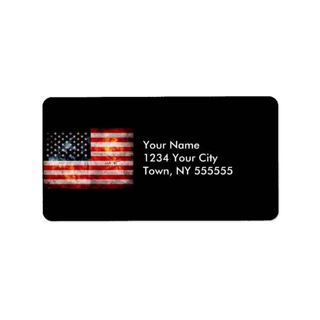 Weathered Vintage American Flag Label (Front)