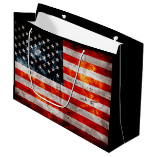 Weathered Vintage American Flag Large Gift Bag