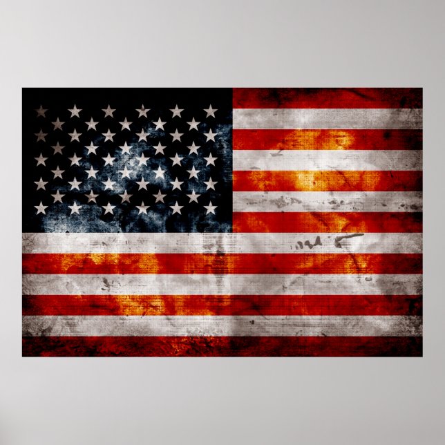 Weathered Vintage American Flag Poster (Front)