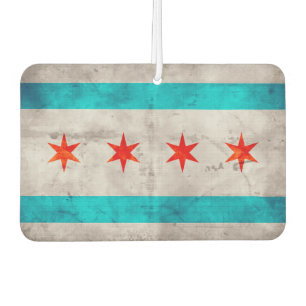 Weathered Vintage Chicago State Flag Car Air Freshener