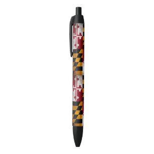 Weathered Vintage Maryland State Flag Black Ink Pen