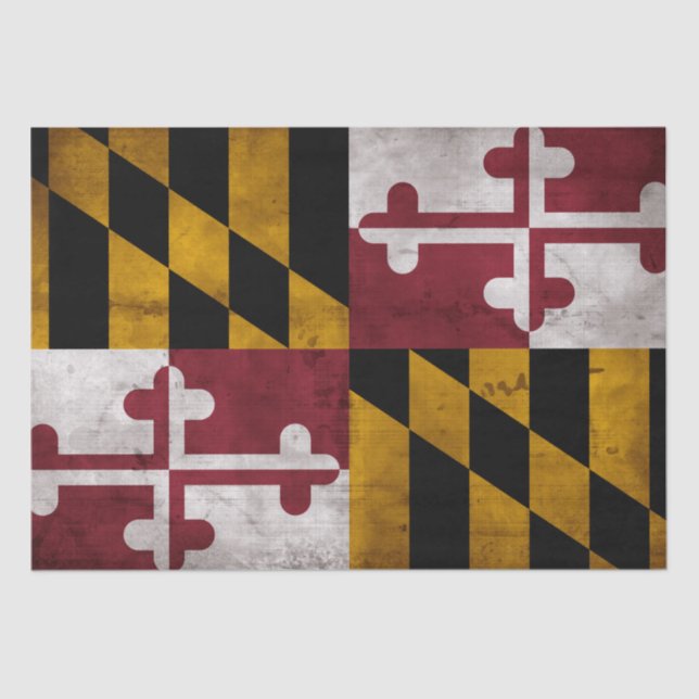Weathered Vintage Maryland State Flag Tissue Paper (Front)
