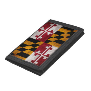 Weathered Vintage Maryland State Flag Tri-fold Wallet