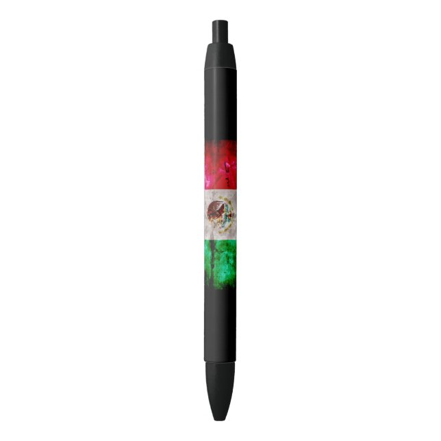 Weathered Vintage Mexico Flag Black Ink Pen (Front Vertical)