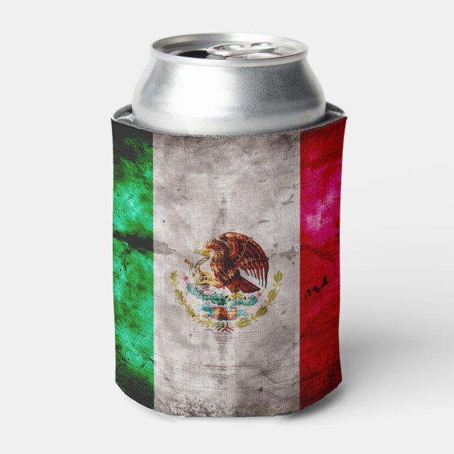 Weathered Vintage Mexico Flag Can Cooler (Can Front)