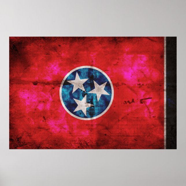 Weathered Vintage Tennessee State Flag Poster (Front)