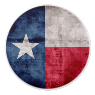 Weathered Vintage Texas State Flag Ceramic Knob