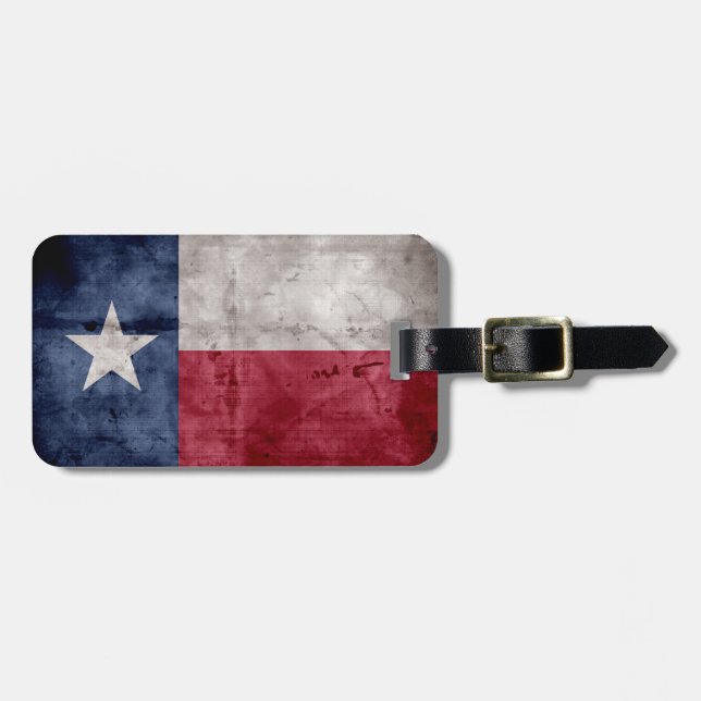 Weathered Vintage Texas State Flag Luggage Tag (Front Horizontal)