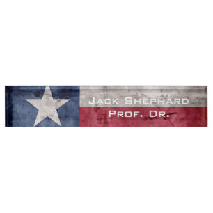 Weathered Vintage Texas State Flag Nameplate