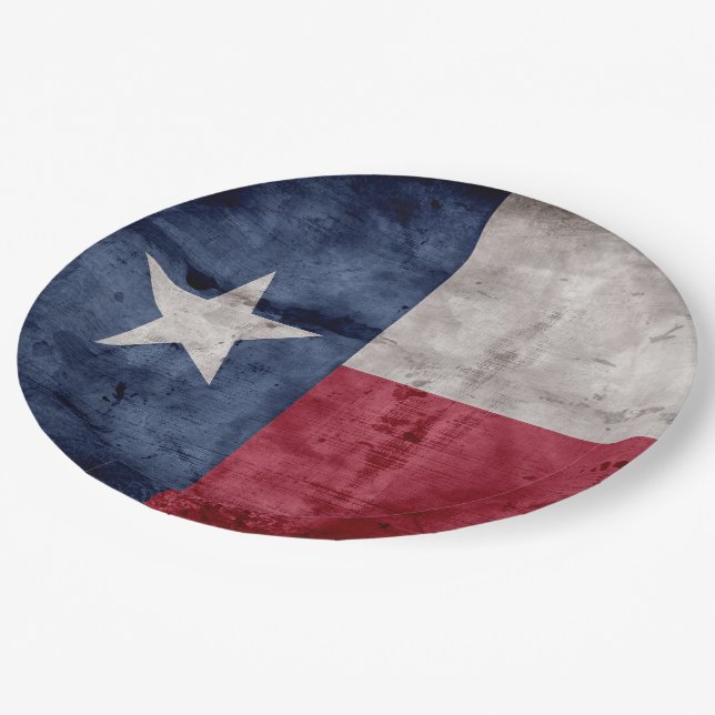 Weathered Vintage Texas State Flag Paper Plate (Angled)