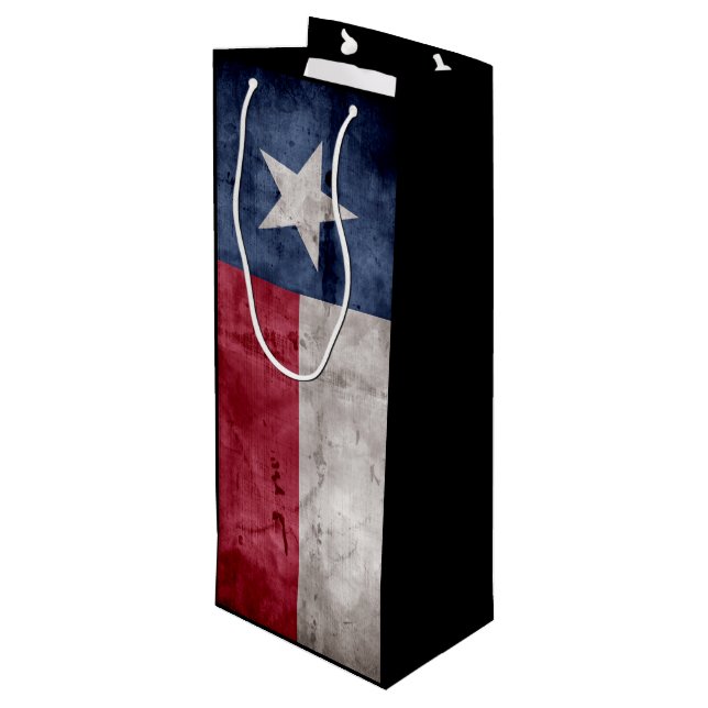 Weathered Vintage Texas State Flag Wine Gift Bag (Back Angled)