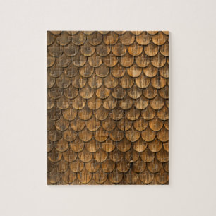 Weathered wall of wooden shingles jigsaw puzzle